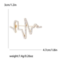 Golden heart pulse EKG brooch with sparkling rhinestones, 4.7cm width fashion accessory - Gold