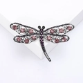 Élégante broche libellule vintage avec cristaux violets et roses sur base argentée - Violet