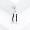 Creative dental forceps brooch pin in silver alloy with black coating and zircon detail - Silver