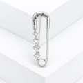 Elegant silver paperclip brooch with love you engraving and square zircon stones - Silver