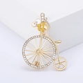 Incantevole spilla ape in smalto su bicicletta vintage con strass di cristallo scintillanti - Giallo