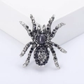 Broche de araña vintage con diamantes de imitación negros y piedra de ojo de gato - Negro