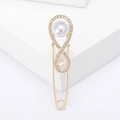 Spilla a balia dorata con simbolo dell'infinito, perla e strass per accessori abbigliamento - Oro