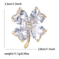 Elegant gold-tone four-leaf clover crystal brooch with measurements and product details - Gold