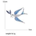 Exquisito broche de golondrina en plata con esmalte azul y diamantes de imitación - Azul
