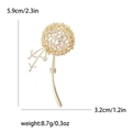 Elegant dandelion brooch in gold finish with sparkling cubic zirconia crystals for women - Dandelion Style (8466) / Gold