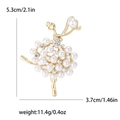 Elegante Ballerina Brosche mit Perlen und Kristallen in der Größe 5,3cm für Anzüge - Perlmuttweiß Strass Stil (3815-GD)