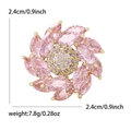 Élégante broche fleur rotative en zircon rose avec base dorée mesurant 2,4cm de diamètre - Rose