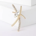 Elegant gold geometric brooch with sparkling rhinestones and marquise crystal accent - Gold Style (MM-BR-3745-GD)