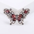 Prachtige vlinderbroche met dieprode edelstenen en kristallen op een witte standaard - Paarse Stijl (MM-BR-3777-紫色-PU)