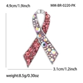 Elegante spilla a nastro con strass rosa e base in lega d'argento, 4,9 cm x 3,1 cm - Strass Rosa + Strass Bianco AB