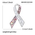 Broche ruban en alliage argenté avec strass roses et perles, taille 4,9 x 3,1 cm - Perle Artificielle + Strass Blanc AB