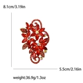 Elegant red crystal flower brooch in gold finish with dimensions 8.1cm by 5.5cm - Red