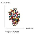 Elegant vintage colorful crystal brooch with gold finish, 8.1cm floral waterdrop design - Colorful