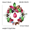 Fashion colorful crystal flower wreath brooch with a red teardrop pendant for women - Rose Red