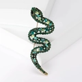 Elegante spilla a forma di serpente a S con strass verde smeraldo su base in metallo - Verde