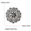 Spilla a fiore vintage in argento con cristalli grigi e dimensioni 4,6cm per 1,81in - Grigio (MM-BR-3742-BK)