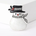 Spilla natalizia a pupazzo di neve in smalto bianco con cristalli scintillanti - Bianco (M M-BR-Bianco-3882-WH)