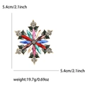 Broche de copo de nieve con diamantes de imitación y esmalte, mide 5.4cm y pesa 19.7g - Colorido