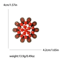 Spilla a fiore vintage con cristalli rossi e finitura bronzo, accessorio da 4cm - Rosso