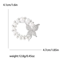 Zilveren vlinderkrans broche met zirkoon en parels, afmeting 4,1 cm bij 4,7 cm groot - Zilver