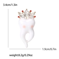 Creative tooth-shaped brooch with golden crown and sparkling rhinestones for accessories - White (MM-BR-3919-WH)