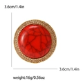 Vintage Tibetaanse ronde broche met rode kunststeen en champagnekleurige kristallen - Rode Stijl (MM-BR-3941-RD)