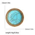 Vintage Tibetaanse stijl bloemspeld met turquoise steen en champagne strassteentjes - Turquoise Stijl (MM-BR-3941-BL)