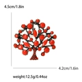Fashion tree of life brooch in vintage gold finish with faceted red beads for women - Red
