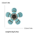 Spilla fiore vintage in argento con perline azzurre e stile etnico raffinato - Blu Turchese