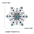 Broche flocon de neige élégante avec cristaux bleus et AB sur base en alliage argent - Bleu lac