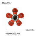 Spilla a fiore vintage in argento con perline arancioni, 3,5 cm di larghezza e 6,9 g - Rosso Solido