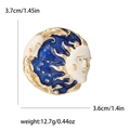 Vintage zon- en maan-emaille broche in marineblauw en goud met afmetingen erbij - Blauw (MM-BR-蓝色-3899-BL)