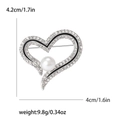Spilla a cuore argento con perle e strass, dimensioni 4,2 cm x 4 cm variante - Argento