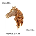 Creatieve paardenhoofd broche in bruin strass en goudkleur met de afmetingen - Geel (MM-BR-3913-YL)
