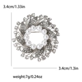 Broche de guirnalda plateada con diamantes de imitación y perlas elegantes - Estilo Floral (MM-BR-Plata-3924-SL) / Plateado