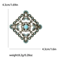 Elegant Turkish vintage style square flower brooch with blue beads and bronze finish - Blue