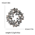 Spilla a corona di stelle con strass in argento vintage con pietre grigie e nere - Nero