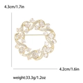 Elegante gouden olijftak kransbroche met zirkonia kristallen, 4,3 cm grootte - Goud