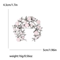 Retro pink pearl and laurel leaf wreath brooch in silver finish with size specifications - Pink
