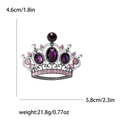 Silberne Kronenbrosche mit großen lila Edelsteinen und rosa Akzenten für Anzüge - Lila Kronenbrosche / Lila (MM-BR-3935-PU)