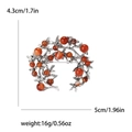 Vintage silver tree branch brooch with red berry beads and sparkling crystals - Brown