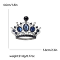 Silberne Kronenbrosche mit dunkelblauen und schwarzen Strasssteinen, 4.6cm x 5.8cm - Blau Kronenbrosche / Blau (MM-BR-3935-BL)