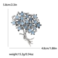 Spilla a fiore di ortensia blu in metallo argento, dimensioni 5,8 cm x 4,8 cm - Blu