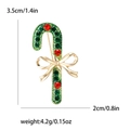 Christmas candy cane brooch in gold alloy with red and green rhinestones for coats - Green