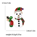 Kerstman sneeuwpop broche in rood en groen emaille met strass en afmetingen - Wit (MM-BR-3966-WH)