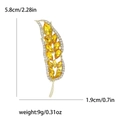 Goldene Weizen-Brosche mit gelben Strasssteinen und Markasit-Details, 5,8 cm hoch - Goldgelb (MM-BR-4075)