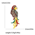 Parrot brooch with rhinestones and enamel, 6.4cm size specs for coats and suits - Gold