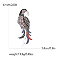 Colorful parrot brooch with pink and purple rhinestones and enamel wings in variant view - Silver
