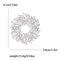 Glinsterende zirkonia kransbroche in zilveren afwerking voor dames, 4,1 cm breed met kristallen - Zilver-8481